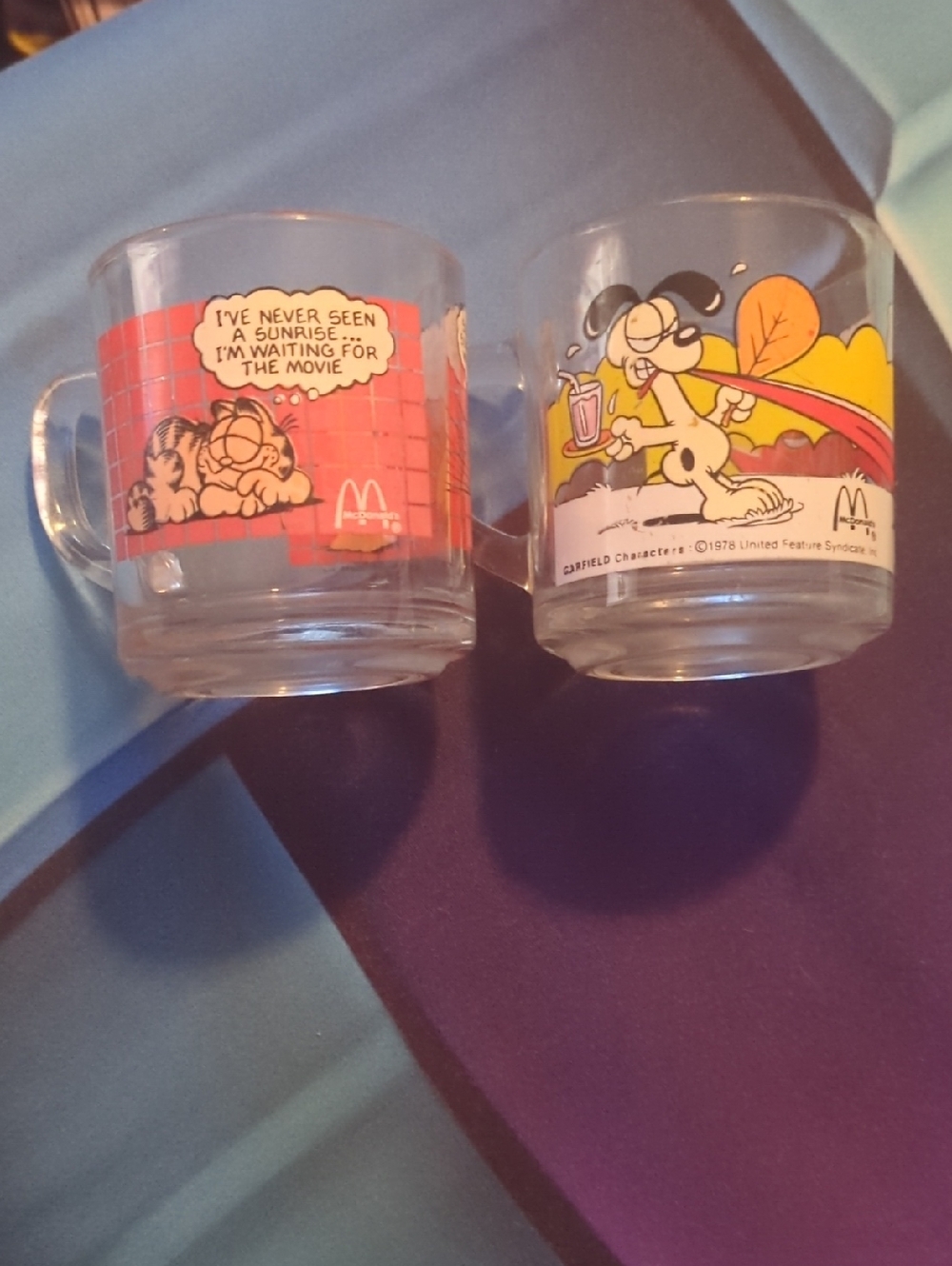 Vintage McDonald's Clear Glass Garfield Mugs (Set of Two)